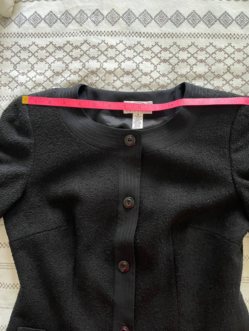 Vintage Talbots Lady Jacket Black Button-Front Collarless Blazer/Jacket- Size 4 - Picture 7 of 10